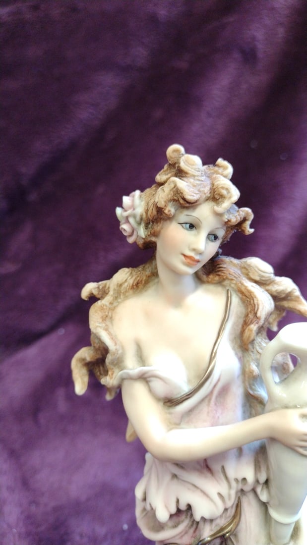 Florence Giuseppe Armani Lady Aquarius With Amphora Figurine On Wood Base: 2 x 12 x 3 1. 5 lb Low Estimate: 50.00 High Estimate: 150.00
