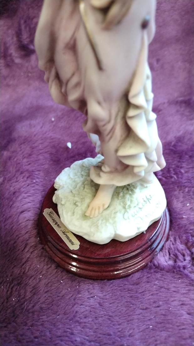 Florence Giuseppe Armani Lady Aquarius With Amphora Figurine On Wood Base - 9