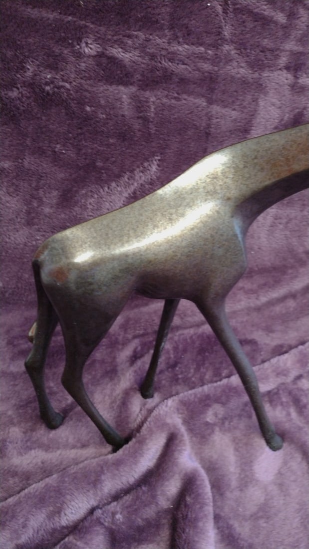 Loet Vanderveen Patinated Bronze Giraffe Sculpture Figurine Signed - 3