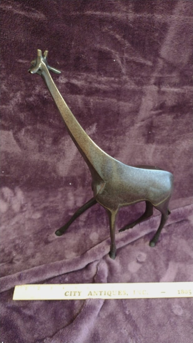 Loet Vanderveen Patinated Bronze Giraffe Sculpture Figurine Signed - 4