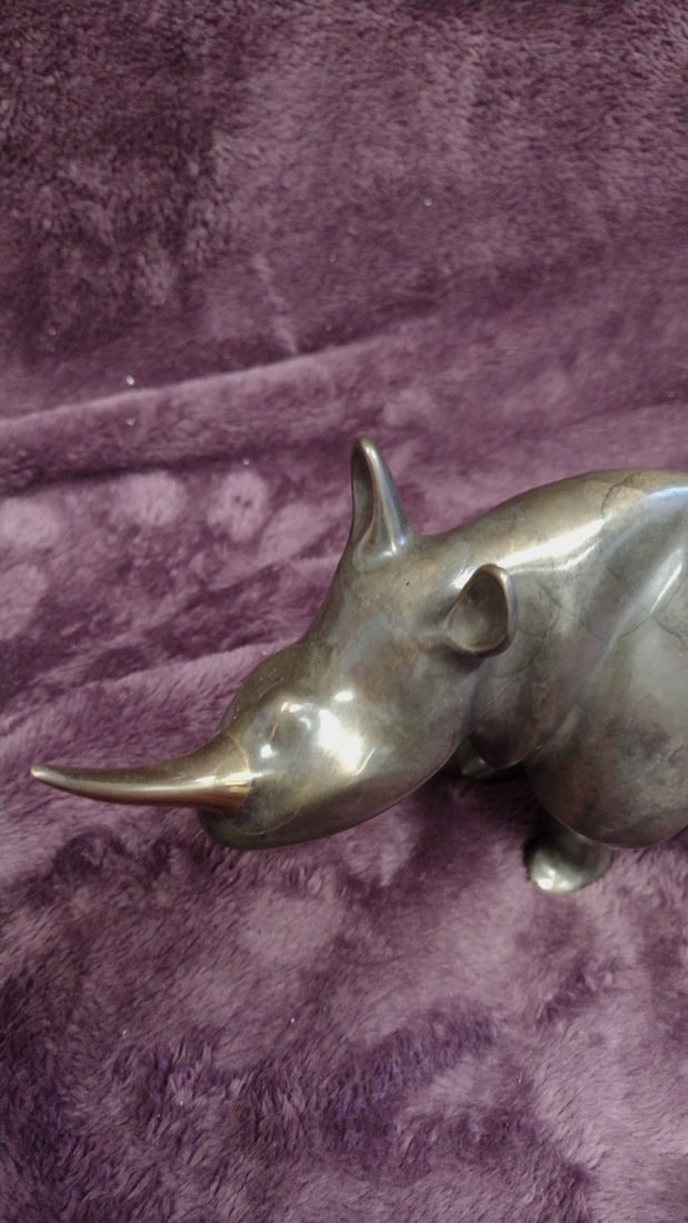 Loet Vanderveen Bronze Rhinoceros Figurine Sculpture, Approx. 10 In - 2