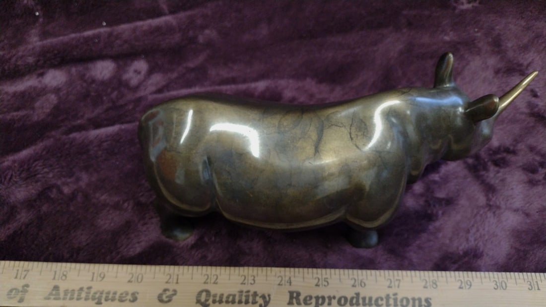 Loet Vanderveen Bronze Rhinoceros Figurine Sculpture, Approx. 10 In - 3