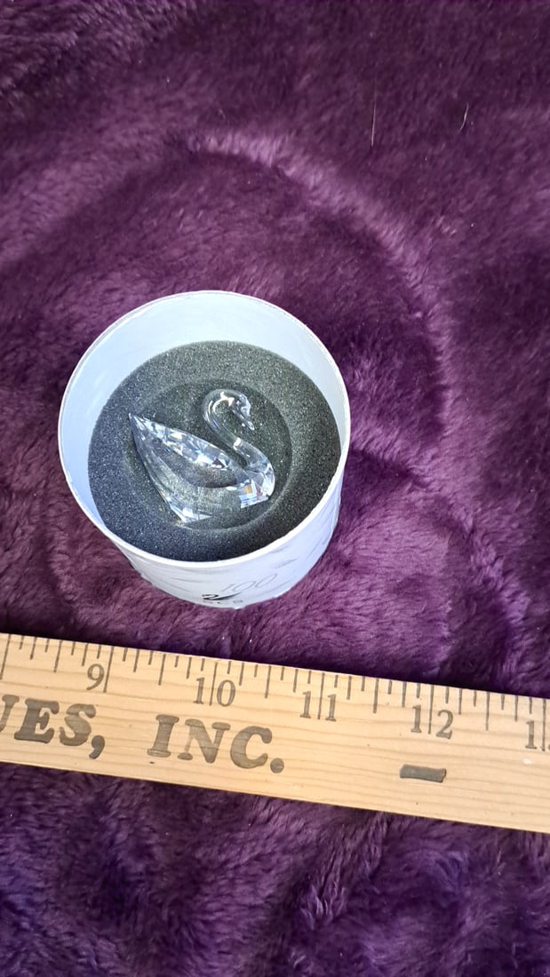 Swarovski Scs Clear Crystal Swan Figurine With 100 Logo Cylinder Case - 4