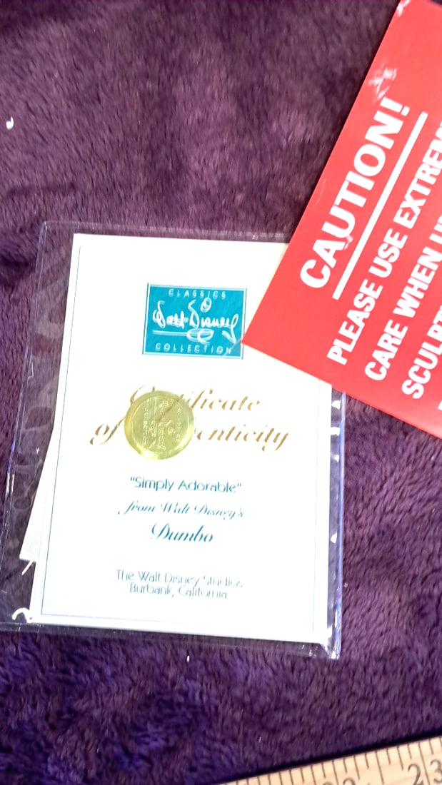 Walt Disney Classics Collection Dumbo Simply Adorable 1995 Membership Sculpture W/ Box Coa - 4