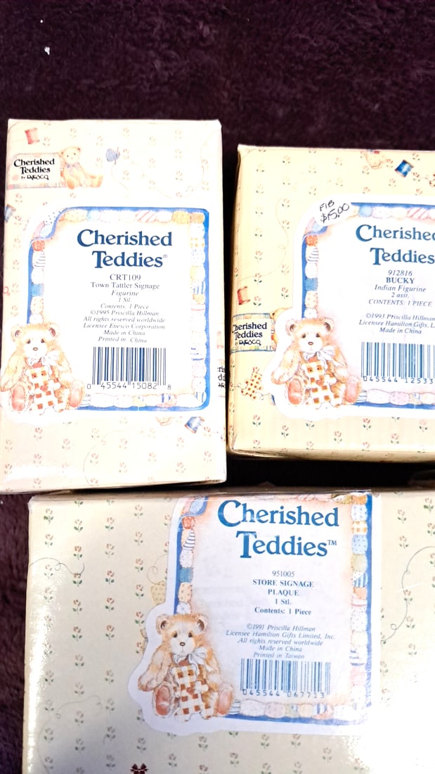 Enesco Cherished Teddies Lot Of 7 Boxed Figurines & Plaques Bucky Betty Mrs. Cratchit - 2