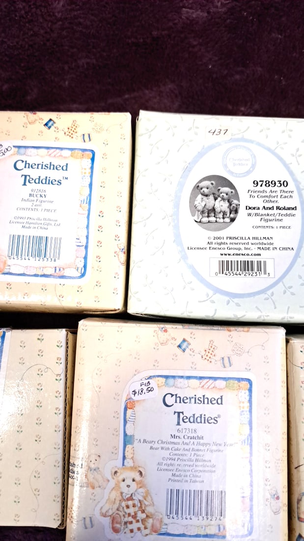 Enesco Cherished Teddies Lot Of 7 Boxed Figurines & Plaques Bucky Betty Mrs. Cratchit - 3