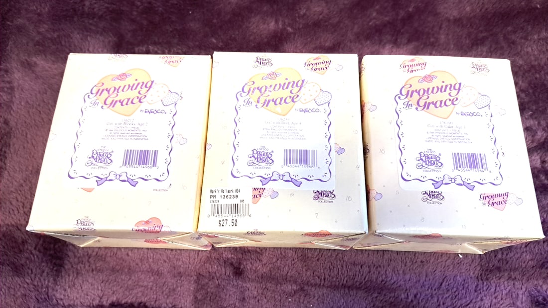 Lot Of 3 Enesco Precious Moments Growing In Grace Figurines Ages 1, 2 & 4: 5 x 4 x 13 0. 7 lb Low Estimate: 15.00 High Estimate: 40.00