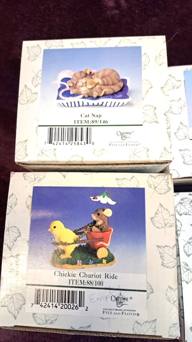 Charming Tails By Fitz And Floyd Figurine Lot Of 4: Cat Nap, Chickie Chariot, Together Every Step... - 2