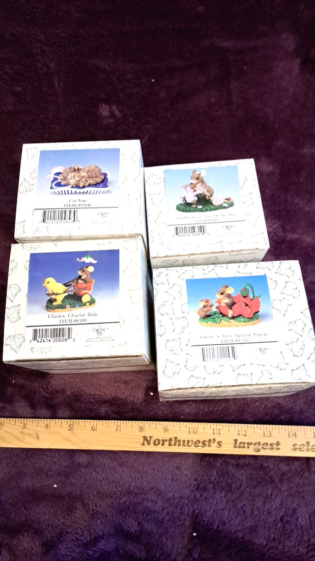 Charming Tails By Fitz And Floyd Figurine Lot Of 4: Cat Nap, Chickie Chariot, Together Every Step... - 4