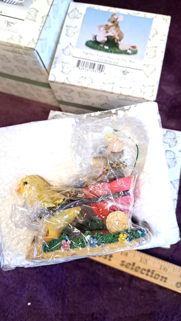 Charming Tails By Fitz And Floyd Figurine Lot Of 4: Cat Nap, Chickie Chariot, Together Every Step... - 5