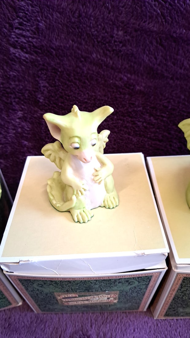 The Whimsical World Of Pocket Dragons Figurines Lot Of 4 With Boxes Green Dragons - 3