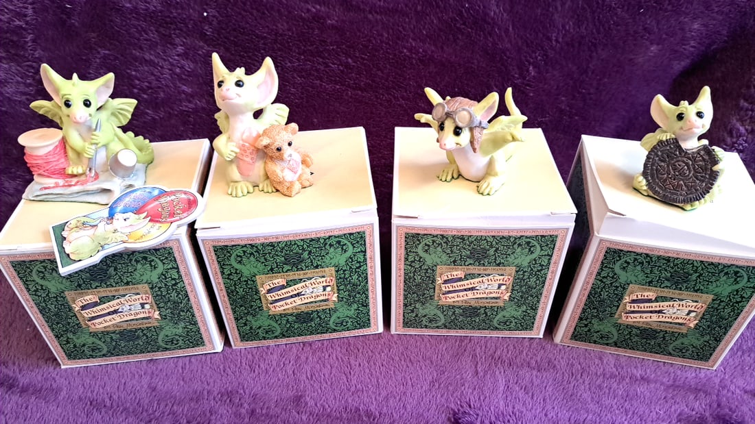 The Whimsical World Of Pocket Dragons Real Musgrave Figurines Lot Of 4 With Boxes: 13 x 5 x 4 0. 3 lb Low Estimate: 30.00 High Estimate: 100.00