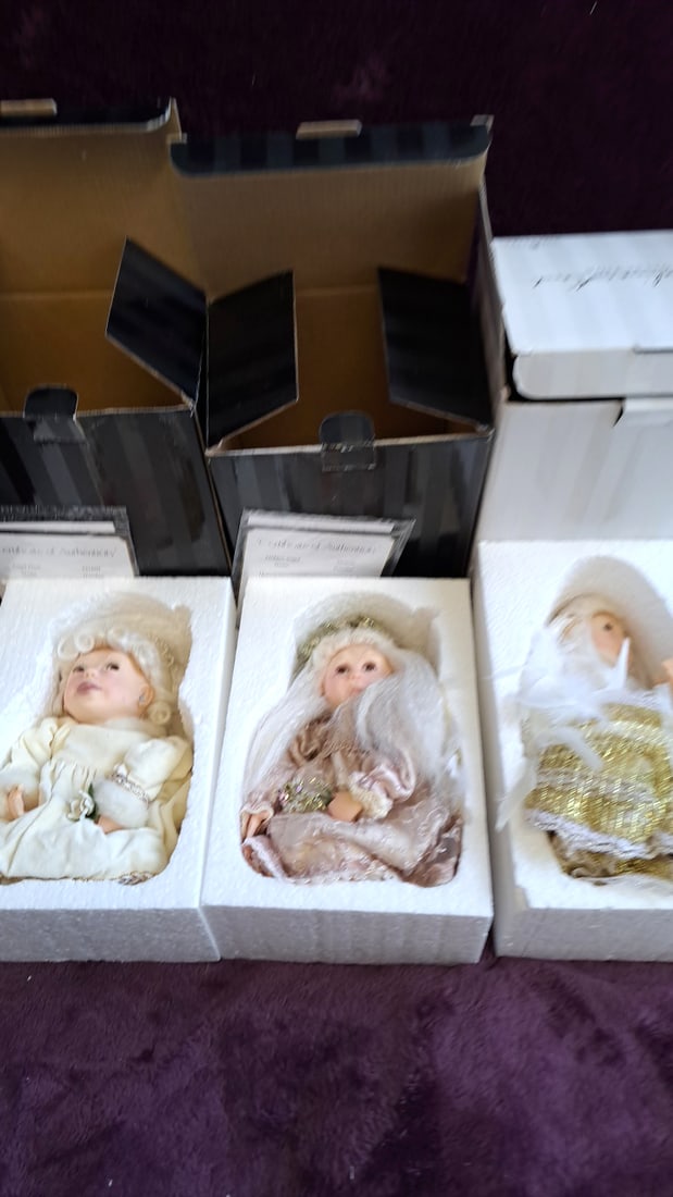 Jacqueline Kent Collection Giftcraft Porcelain Angel Dolls Lot Of 3 With Boxes & Coas - 2