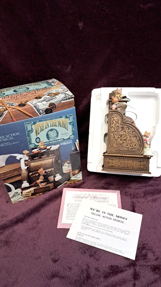 Enesco Music Showcase "we're In The Money" Deluxe Action Musical Cash Register Figurine: 9 x 14 x 8 3 lb Low Estimate: 30.00 High Estimate: 100.00