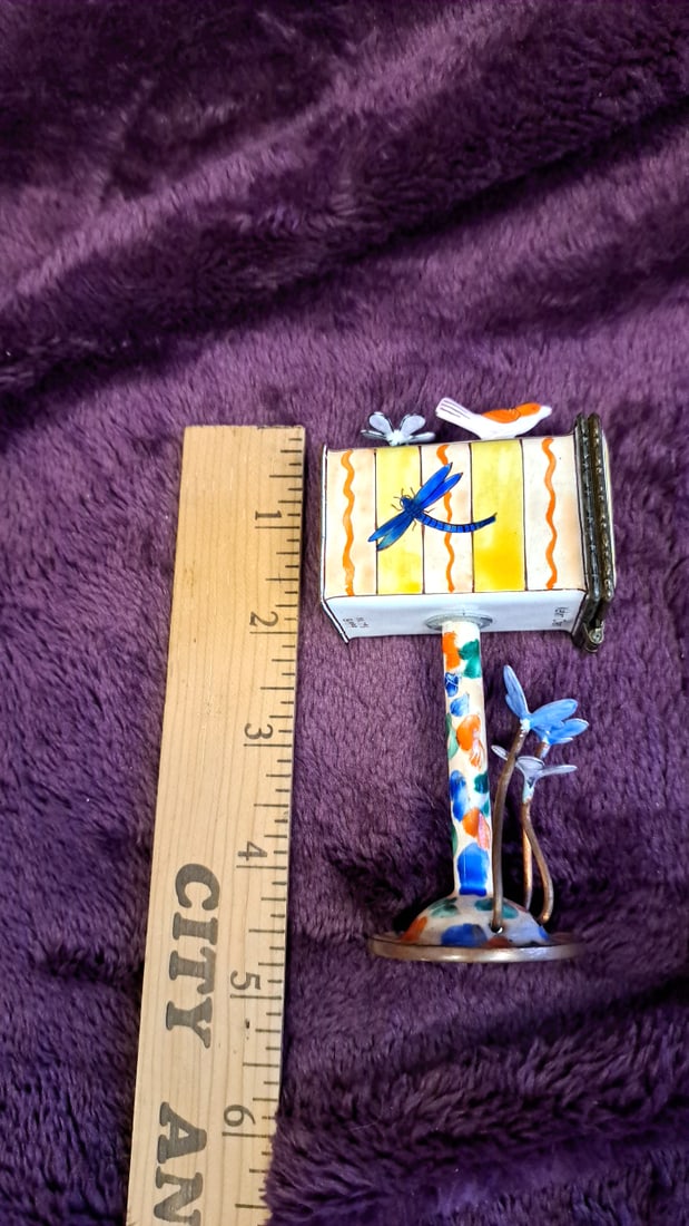 Hand-painted Kelvin Chen Us Mail Mailbox Figurine With Bird, Flower And Dragonfly - 9