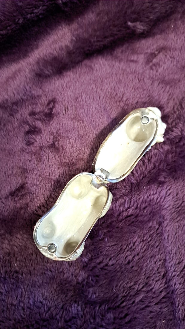 Set Of 2 Jeweled Enamel Hinged Trinket Boxes Zebra & White Dog Figurines 3" - 6