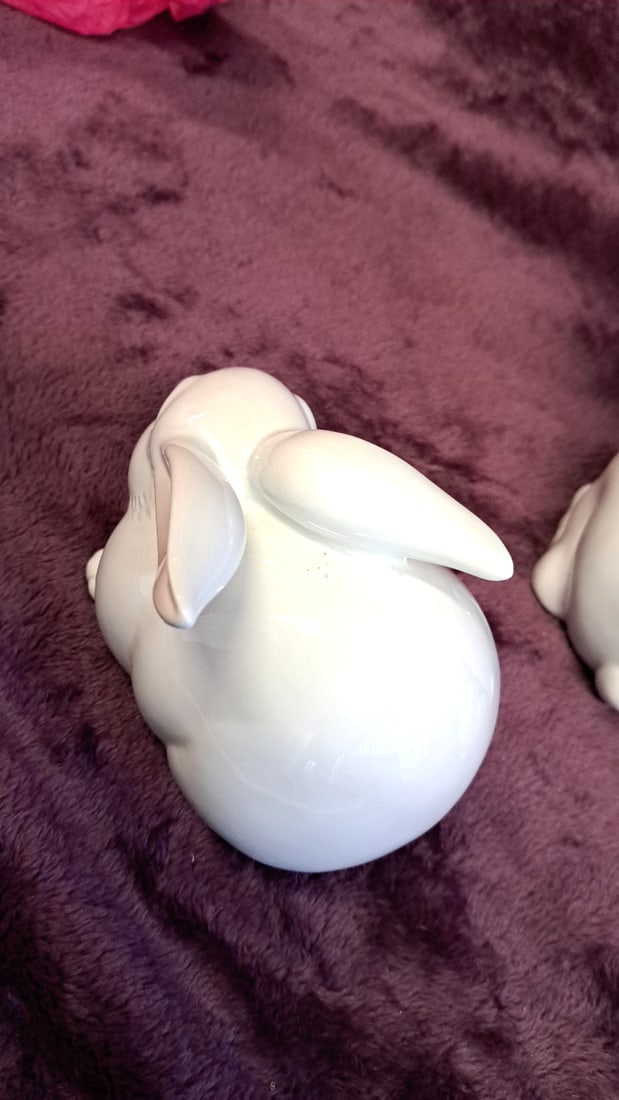Lot Of 3 Fitz And Floyd White Ceramic Rabbit Figurines With Red Eyes - 6