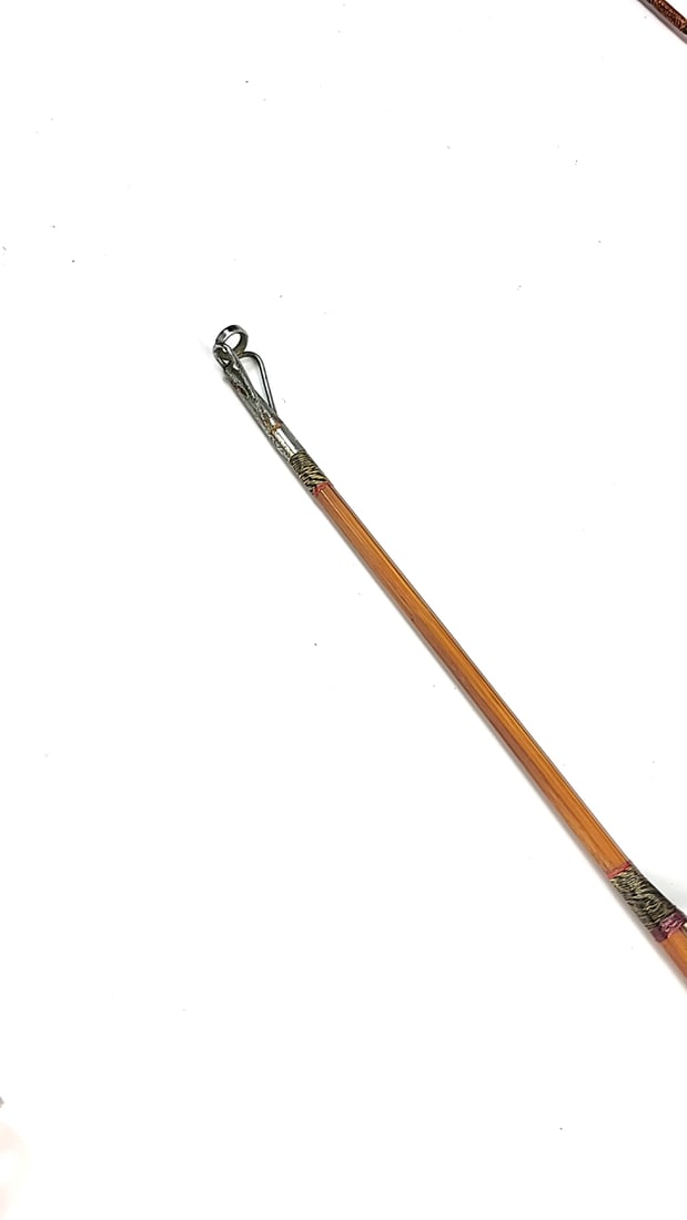 Bamboo Fly Fishing Rod With Cork Grip, Chrome Reel Seat And Metal Guides As-is - 7
