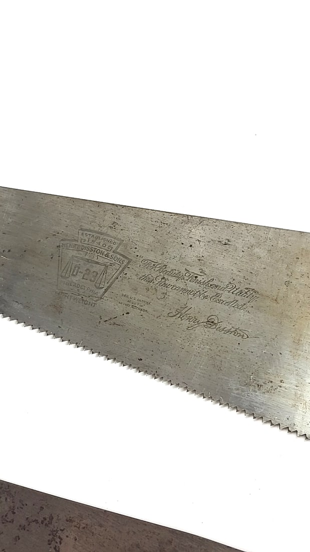 Lot Of 2 Hand Saws, Disston D-23 And Wood-handled Saw - 3
