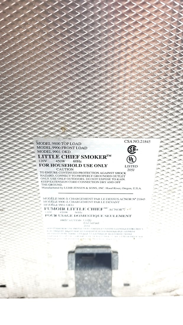 Luhr Jensen Little Chief Model 9800 Top Load Aluminum Home Electric Smoker - 3