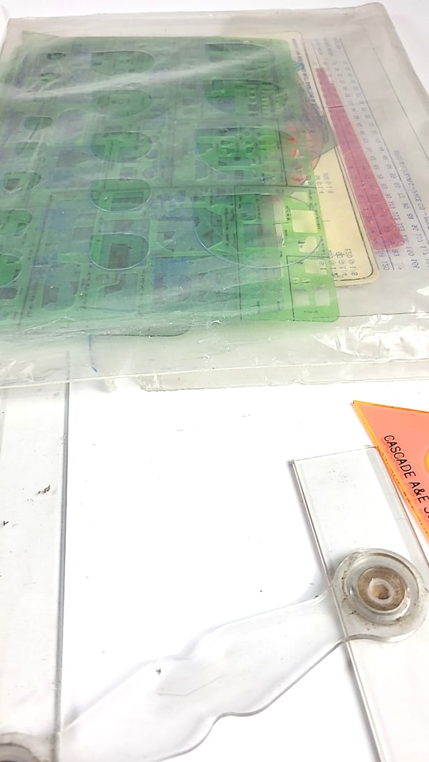 Drafting Tools Lot: Alvin No.295 Parallel Glider, Timesaver No.165, Rapidesign R-140 Templates - 6