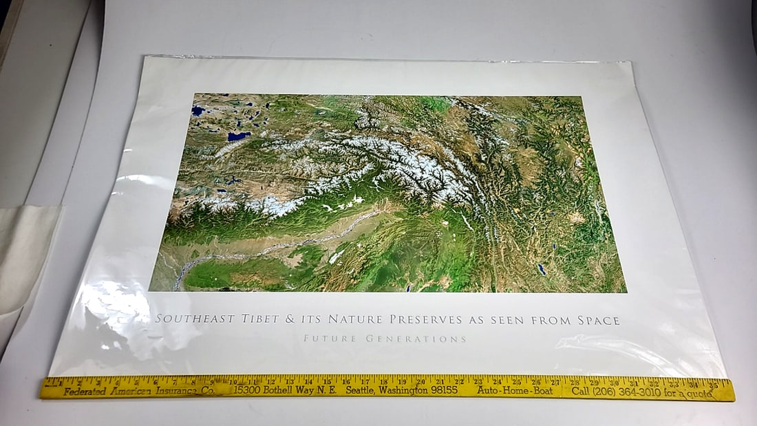Future Generations Southeast Tibet & Its Nature Preserves As Seen From Space Map Poster - 2