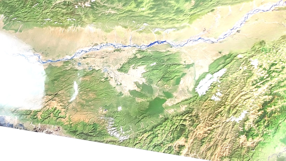 Future Generations Southeast Tibet & Its Nature Preserves As Seen From Space Map Poster - 5
