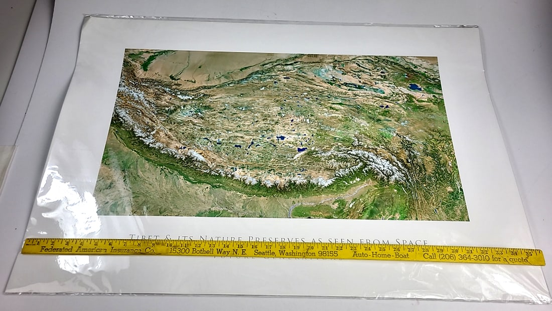 Future Generations Tibet & Its Nature Preserves As Seen From Space Satellite Map Poster - 2