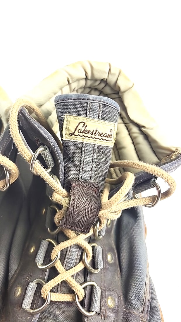 Lakestream Gray Tan Lace-up Wading Boots Rubber Toe D-ring Eyelets - 2