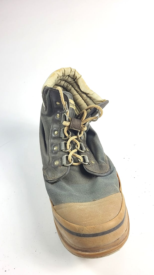 Lakestream Gray Tan Lace-up Wading Boots Rubber Toe D-ring Eyelets - 7