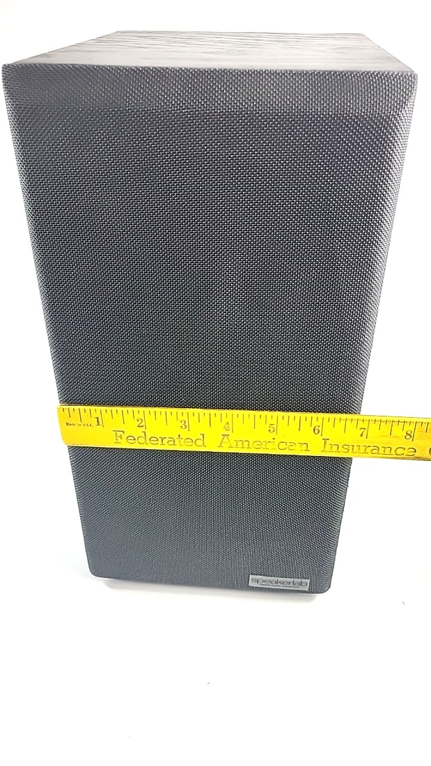 Speakerlab Bookshelf Speakers Pair Black Wood Cabinets Gray Cloth Grilles - 3