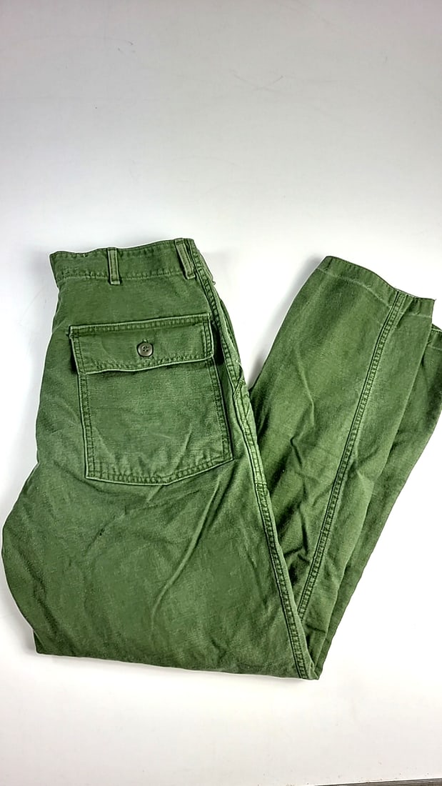 Vintage 1960s Us Military Og-107 Olive Green Cotton Utility Fatigue Pants Button Fly 30 X 29 - 2