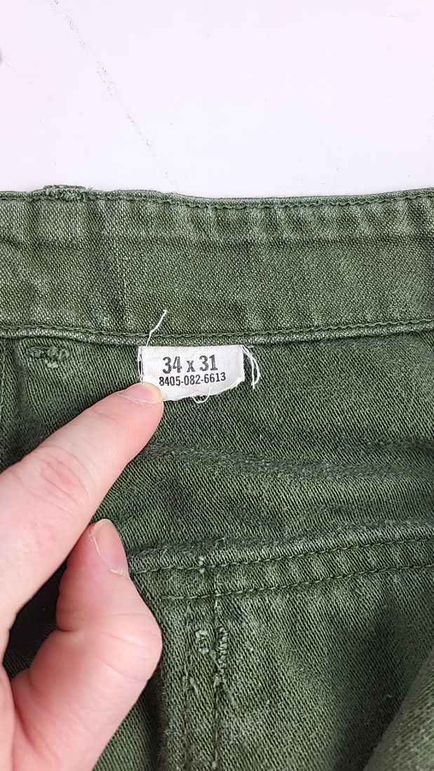 Vintage 1960s Us Military Og-107 Olive Green Cotton Utility Fatigue Pants Button Fly 30 X 29 - 4