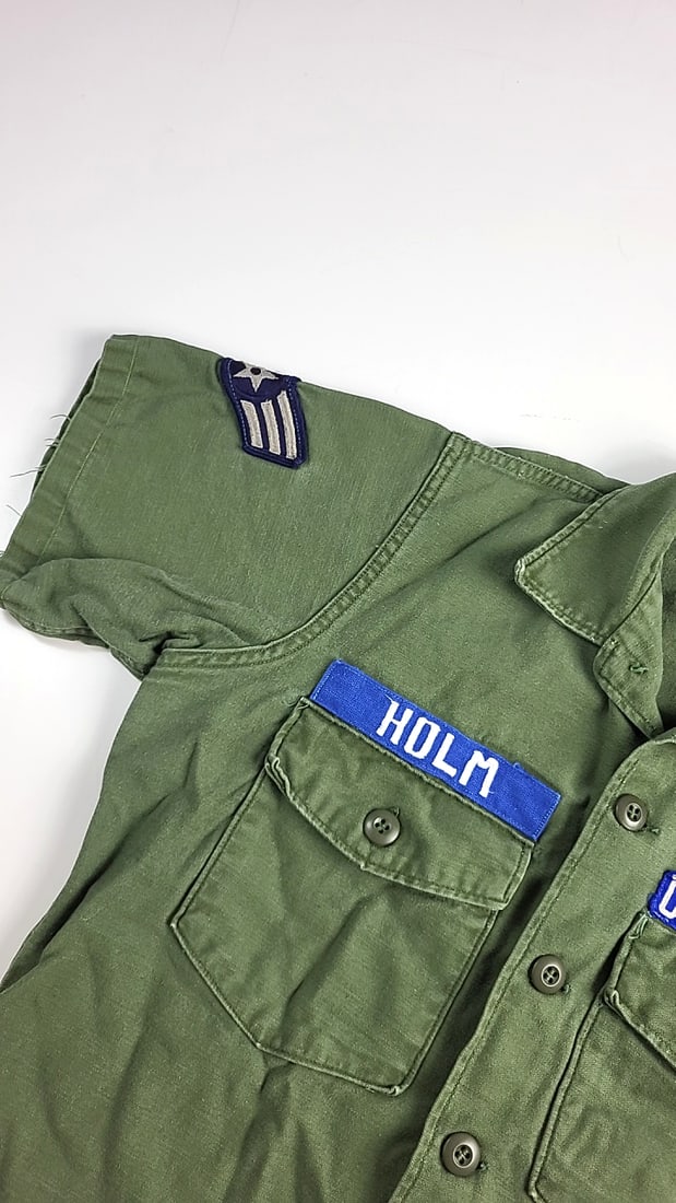 U.S. Air Force Og-107 Cotton Sateen Shirt J.H. Rutter Rex 15.5 X 33 Patches Medium - 4