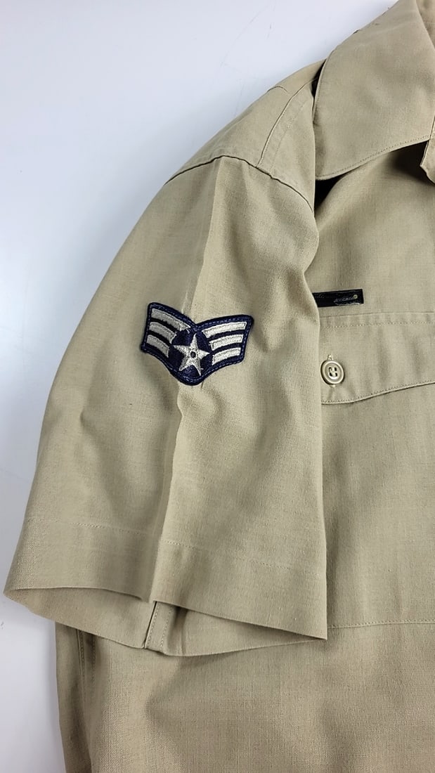 Vintage U.S. Military Khaki Uniform Shirt Pants Set 15.5 32x31 With Ribbons And Belt As Is - 8