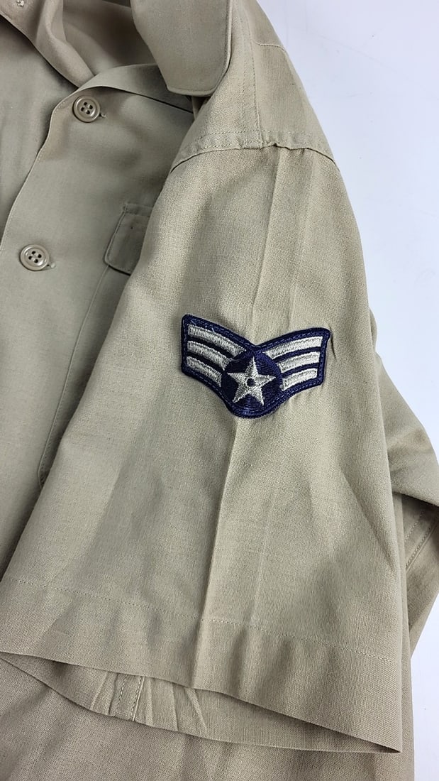 Vintage U.S. Military Khaki Uniform Shirt Pants Set 15.5 32x31 With Ribbons And Belt As Is - 9