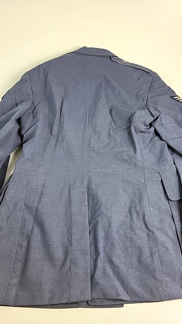 Vintage Us Air Force Blue Shade 84 Wool Tropical Dress Uniform Coat Bonham Size 39l With Tie As Is - 10