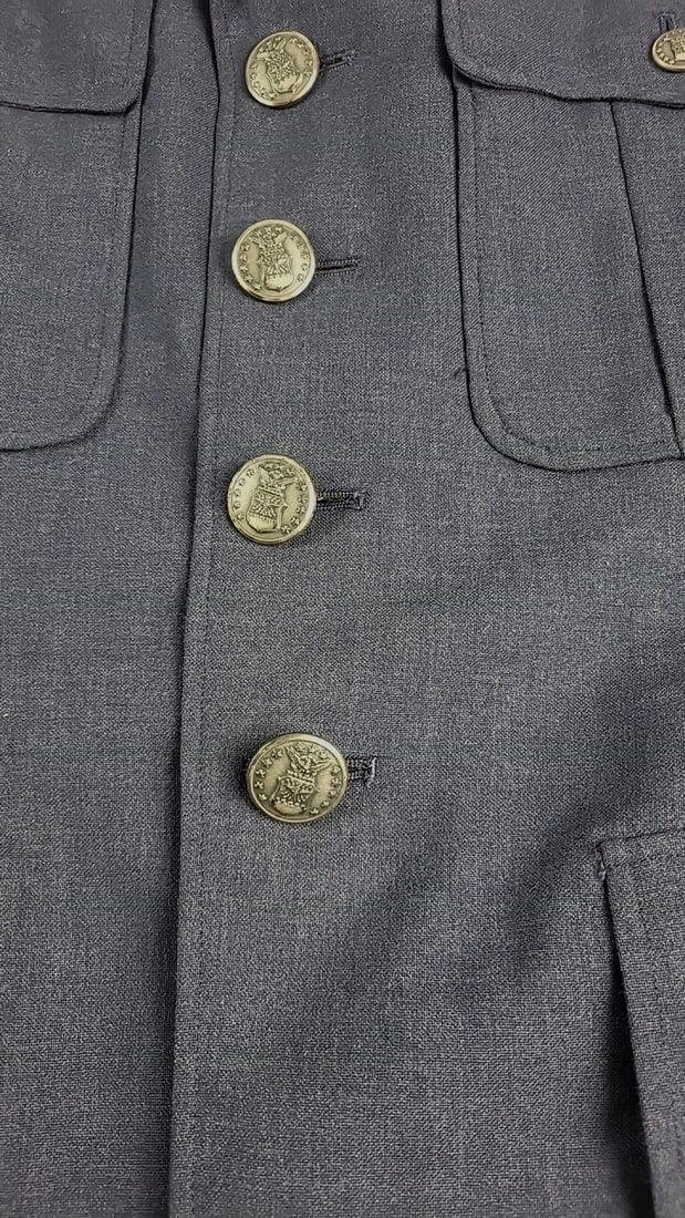 Vintage Us Air Force Blue Shade 84 Wool Tropical Dress Uniform Coat Bonham Size 39l With Tie As Is - 5