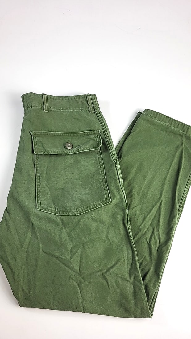 Vintage 1960s Us Military J.M. Wood Mfg Co. Og-107 Type I Mens Cotton Sateen Trousers - 2
