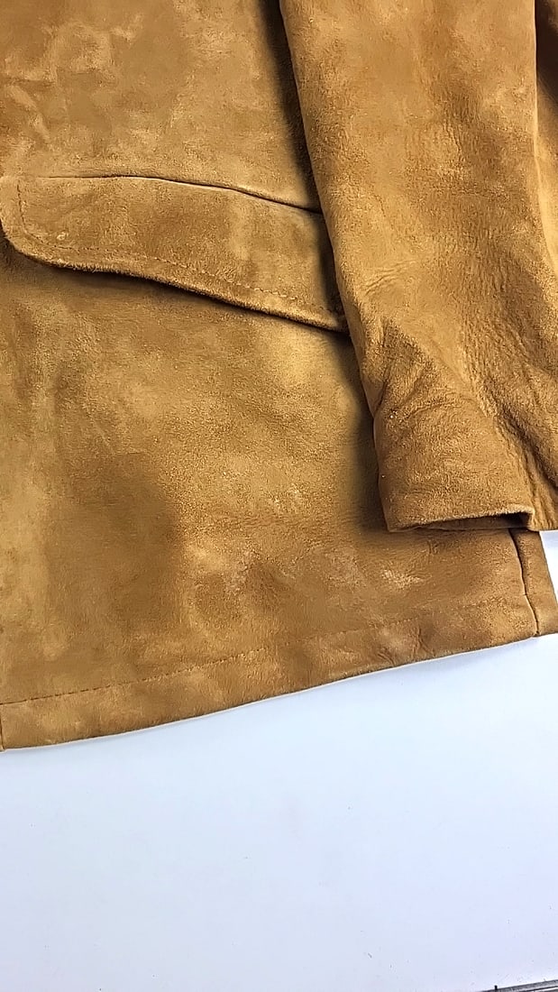 Vintage Brown Ultra Suede Button Front Coat Jacket Pile Lined Size 44 - 2