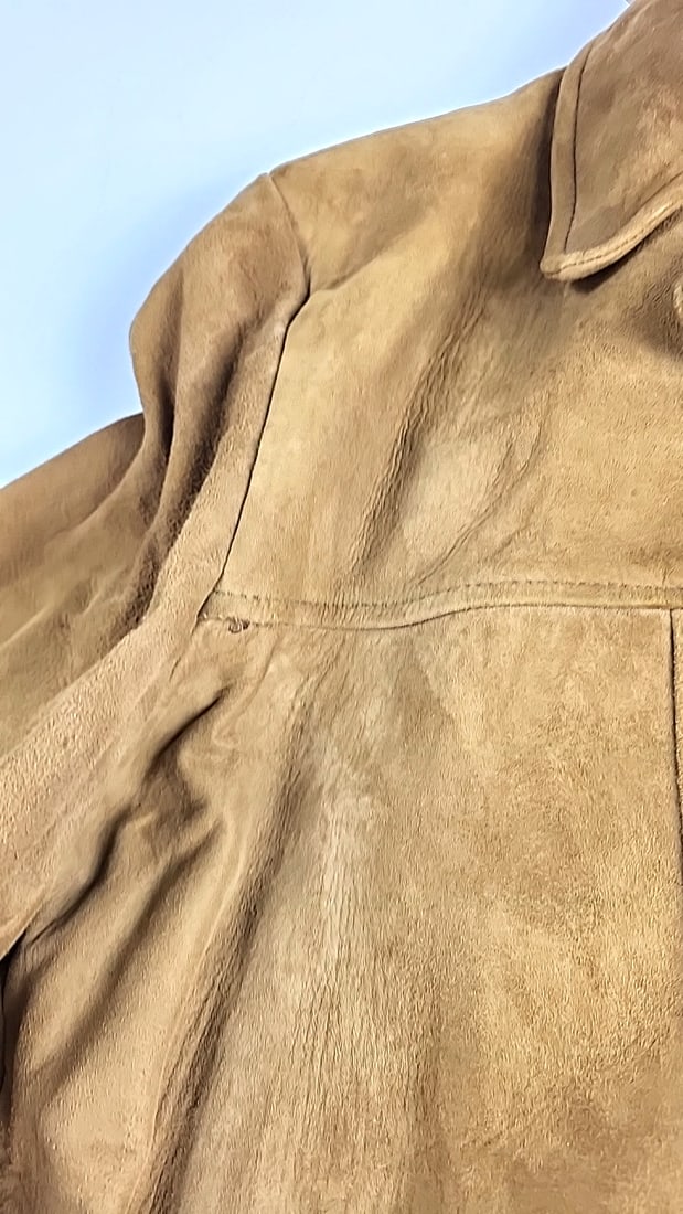 Vintage Brown Ultra Suede Button Front Coat Jacket Pile Lined Size 44 - 3