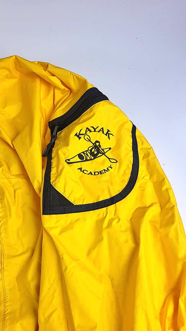 Kokatat Yellow Hooded Kayaking Dry Top Jacket Kayak Academy Logo One Size - 2