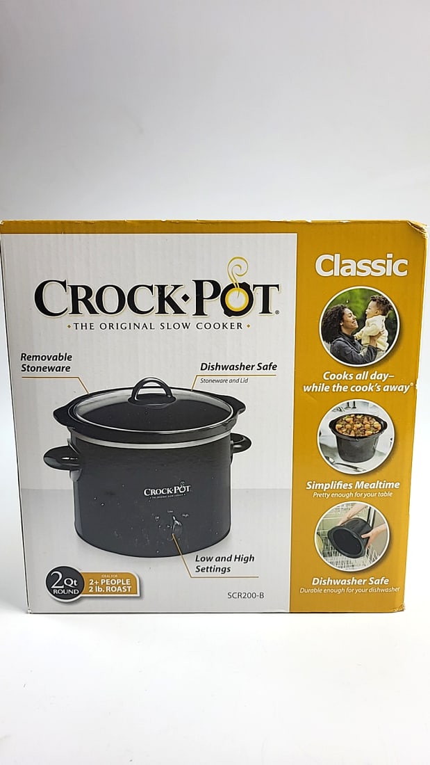 Sealed Crock-pot Classic Scr200-b 2 Qt Round Slow Cooker Black Removable Stoneware - 2
