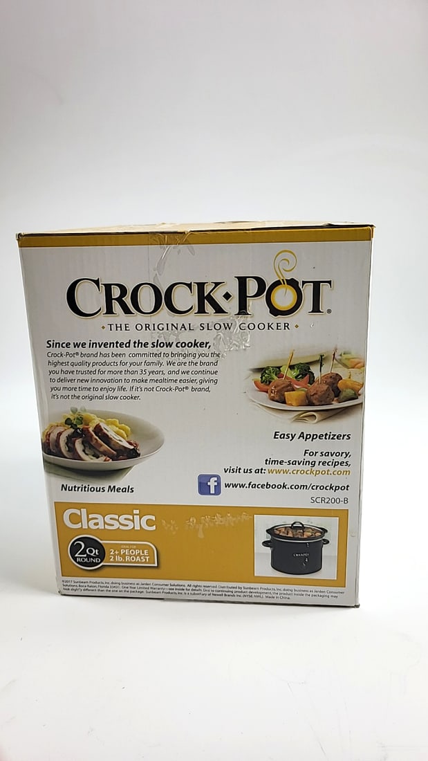 Sealed Crock-pot Classic Scr200-b 2 Qt Round Slow Cooker Black Removable Stoneware - 3