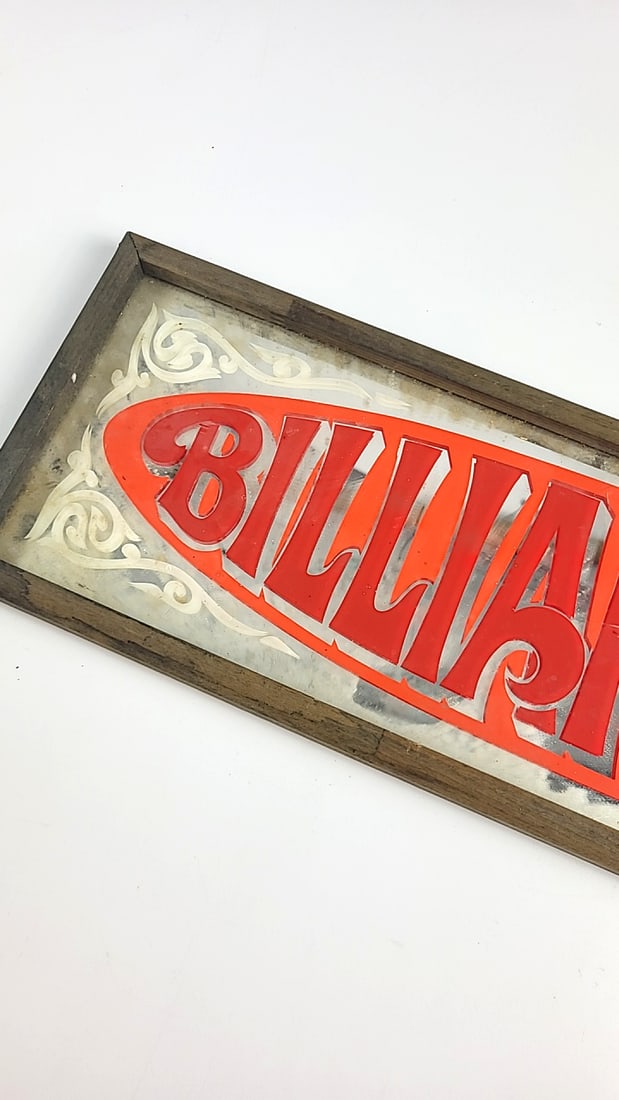 Billiards 10 Framed Glass Wall Sign With Red Lettering - 2