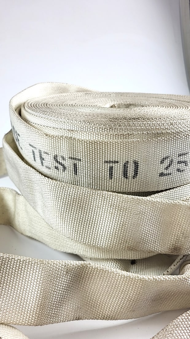 1962 White Woven Fire Hose 250 Psi With Brass Couplings - 2