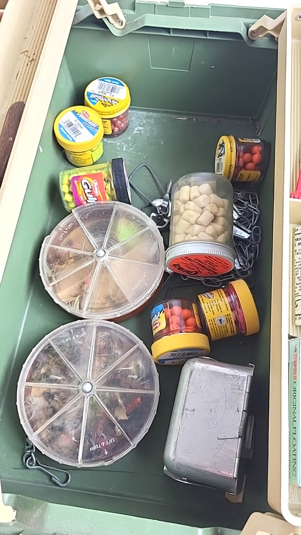 Fishing Tackle Box Lot With Rapala Lures, Bobbers, Hooks, Bait Jars & Accessories - 2