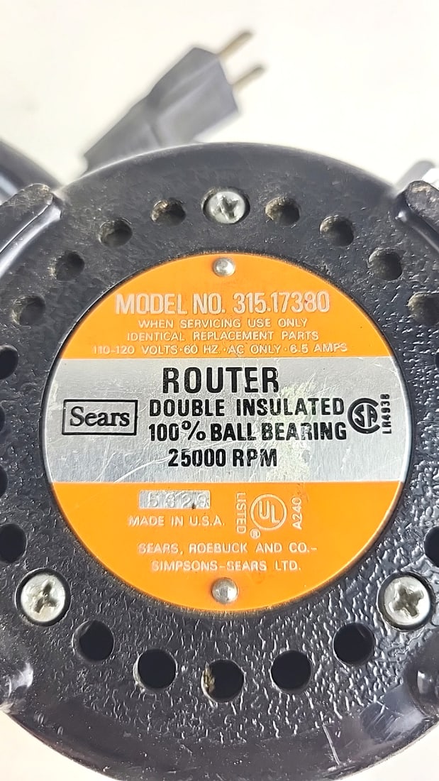 Craftsman Commercial Sears 315.17380 Double Insulated Router 25,000 Rpm - 2