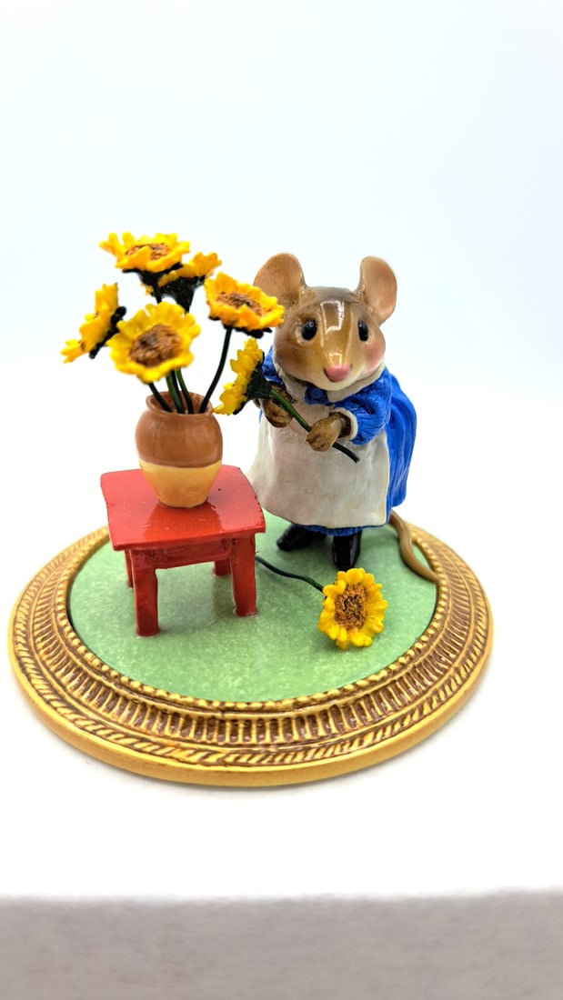 Wff Mu-02 Mouse With Sunflowers La Van Gogh Meadow Muses Figurine - 3
