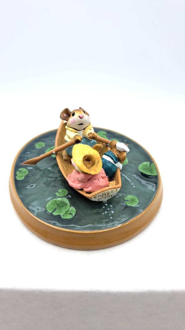 Wff Pm-6 Forget Me Knot Mouse Rowboat Figurine Lily Pond Base - 5